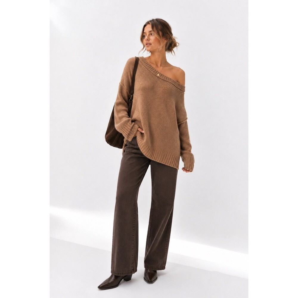 Free People Brookside Tunic Sweater Desert Camel Oversized Slouchy Medium Fall